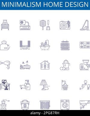Minimalismus Home Design Linienzeichen Set. Design Kollektion von minimalistisch, Home, Design, modern, simplicity, Struktur, klare, kreative Kontur Stock Vektor
