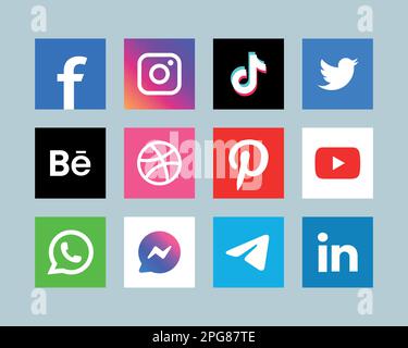 Beliebte Logosymbole Für Soziale Medien Stock Vektor