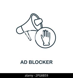 Zeilensymbol für Ad-Blocker. Farbiges Elementzeichen aus der Marketing-Kollektion. Flaches Gliederungssymbol für Webdesign, Infografiken und mehr. Stock Vektor