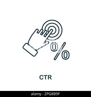 Symbol für CTR-Linie. Farbiges Elementzeichen aus der Marketing-Kollektion. Flaches Ctr-Symbol für Webdesign, Infografiken und mehr. Stock Vektor