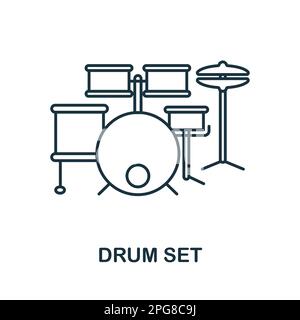 Liniensymbol für Trommeleinstellung. Einfaches Element aus der Musikinstrumentensammlung. Creative Drum Set-Symbol für Webdesign, Vorlagen, Infografiken und Stock Vektor