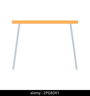 Symbol für flache Tabelle. Büromöbel aus Holz mit Metallbeinen. Vektordarstellung auf weiß isoliert. Stock Vektor