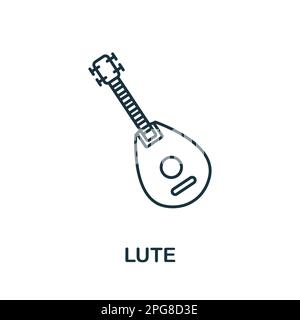 Symbol "Lutte-Linie". Einfaches Element aus der Musikinstrumentensammlung. Gliederungssymbol für Creative Lute für Webdesign, Vorlagen, Infografiken und mehr Stock Vektor