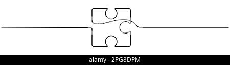 Puzzles Strichkunst. Stichsägeblätter durchgehend eine Strichzeichnung. Vektor auf weiß isoliert. Stock Vektor