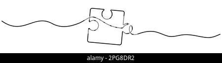 Puzzles Strichkunst. Stichsägeblätter durchgehend eine Strichzeichnung. Vektor auf weiß isoliert. Stock Vektor