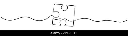 Puzzles Strichkunst. Stichsägeblätter durchgehend eine Strichzeichnung. Vektor auf weiß isoliert. Stock Vektor