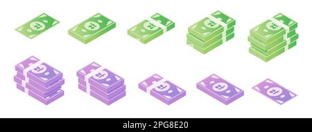 Isometrischer Symbolsatz Für Polnische Zloty Banknote Stock Vektor