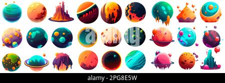 Vektordarstellung von Fantasy-Planeten, isoliert auf weißem Hintergrund Stock Vektor