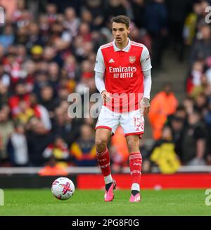 London, Großbritannien. 19. März 2023. 19. März 2023 - Arsenal/Crystal Palace - Premier League - Emirates Stadium Arsenals Jakub Kiwior während des Premier League-Spiels im Emirates Stadium, London. Bildkredit: Mark Pain/Alamy Live News Stockfoto