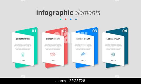 Vector Infographic Label Design-Vorlage mit Symbolen und 4 Optionen oder Schritten. Kann für Prozessdiagramme, Präsentationen, Workflow-Layout und Banner verwendet werden. Stock Vektor