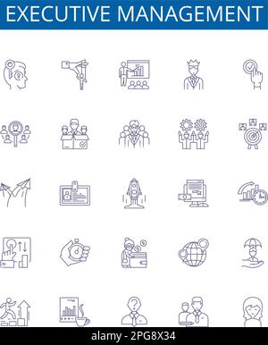 Symbole der Führungslinie Zeichen gesetzt. Design-Sammlung von Führungskräften, Direktoren, Entscheidungsträgern, Führungskräften, Planern, Strategie, Organisation Stock Vektor