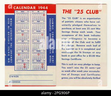 Der 25 Club. 1942 - 1945. Büro für Notfallmanagement. Information des Kriegsamtes. Niederlassung Für Inlandsbetrieb. Büro für Sonderdienste. 3/9/1943-9/15/1945. Auslandsposter aus dem Zweiten Weltkrieg Stockfoto