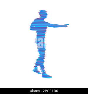Der Mensch, der seinen Finger. 3d-Modell des Menschen. Vector Illustration. Stock Vektor