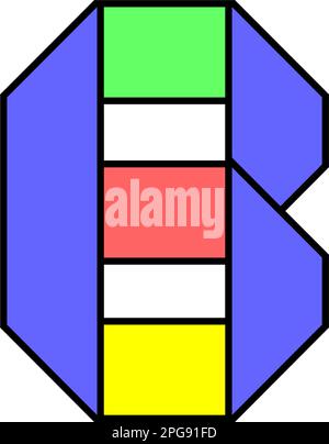 Schriftartalphabet gefaltet aus farbigem Papier, Buchstabe in mehrfarbigem Band, Vektorabbildung 10EPS Stock Vektor