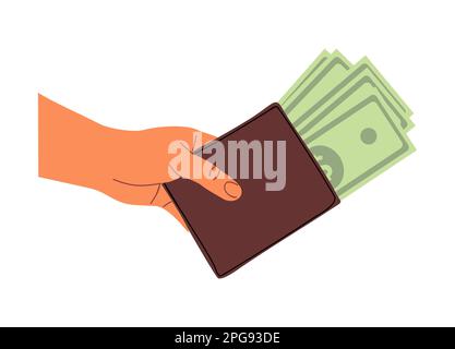 Handtasche mit Bargeldvektorsymbol. Stock Vektor