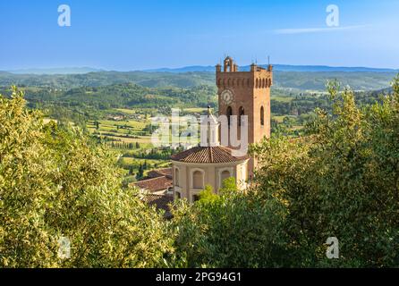 San Miniato Stadt: Panoramablick, Glockenturm der Kathedrale (Kathedrale Santa Maria Assunta e San Genesioand) Pisa, Toskana Italien Stockfoto