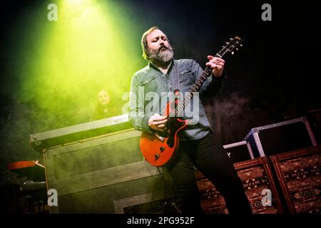 Oslo, Norwegen, 18., März 2023. Die amerikanische Rockband Blackberry Smoke spielt im Rockefeller in Oslo Live-Konzert. Hier wird der Gitarrist Benji Shanks live auf der Bühne gesehen. (Foto: Gonzales Photo - Terje Dokken). Stockfoto