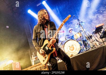 Oslo, Norwegen, 18., März 2023. Die amerikanische Rockband Blackberry Smoke spielt im Rockefeller in Oslo Live-Konzert. Hier wird der Sänger und Gitarrist Charlie Starr live auf der Bühne gesehen. (Foto: Gonzales Photo - Terje Dokken). Stockfoto