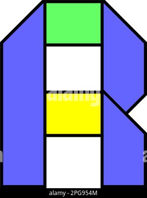 Schriftartalphabet gefaltet aus farbigem Papier, Buchstabe in mehrfarbigem Band, Vektorabbildung 10EPS Stock Vektor