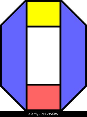 Schriftzeichen aus farbigem Papier gefaltet, Zahl in mehrfarbigem Band, Vektorabbildung 10EPS Stock Vektor