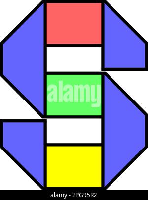 Schriftartalphabet gefaltet aus farbigem Papier, Buchstabe in mehrfarbigem Band, Vektorabbildung 10EPS Stock Vektor