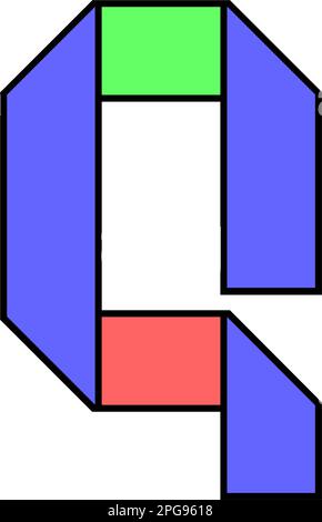 Schriftartalphabet gefaltet aus farbigem Papier, Buchstabe in mehrfarbigem Band, Vektorabbildung 10EPS Stock Vektor