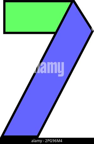 Schriftzeichen aus farbigem Papier gefaltet, arabisches Nummer-7-Logo in mehrfarbigem Band, Vektordarstellung 10EPS Stock Vektor
