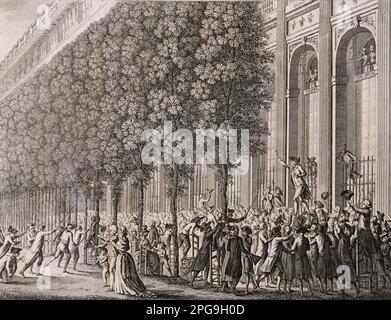 Camille Desmoulins (1760-94), französische Revolutionärin im Palais Royal, 12. Juli 1789, von Pierre Gabriel Stockfoto