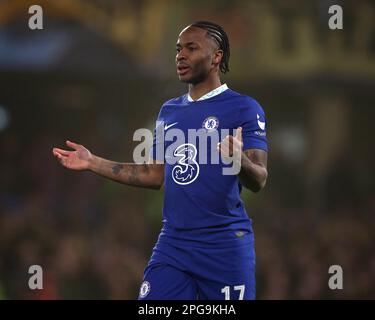 Raheem Sterling of Chelsea - Chelsea / Borussia Dortmund, Champions League, Runde 16, Stamford Bridge Stadium, London, UK - 7. März 2023. Nur redaktionelle Verwendung – es gelten Einschränkungen für DataCo Stockfoto