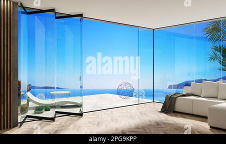 Schwarze Schiebetür aus Glas, Akkordeon Lacantina Stockfoto