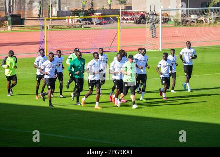 Senegal während einer Trainingseinheit zur Vorbereitung des Qualifikationsspiels der Africa Cup of Nations (AFCON) gegen Mosambik im Stade du Sénégal - Abdoulaye Wade. Dakar, Senegal. Stockfoto