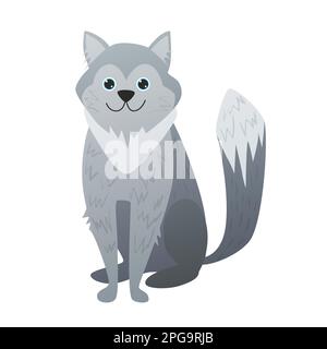 Sibirischer Husky-Hund. Haushundeschwester, Familienwelpen, Freund, Vektor-Zeichentrickfilm Stock Vektor