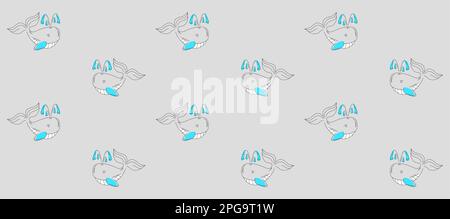 Nahtloses Muster mit Walen. Für Tapeten, Oberflächenstrukturen, Druck, Grußkarten, Textilien, Stoffdekoration. Meeresbabymuster mit lustigen Walen. Stock Vektor