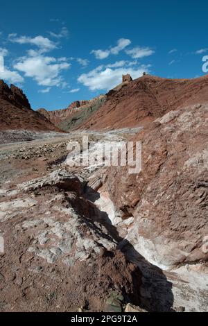 miniere di salgemma nella valle dell'ounila, montagne dell'alto atlante, marrakesch, marocco, nordafrika; Stockfoto