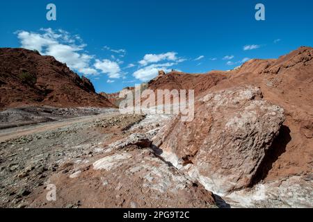 miniere di salgemma nella valle dell'ounila, montagne dell'alto atlante, marrakesch, marocco, nordafrika; Stockfoto