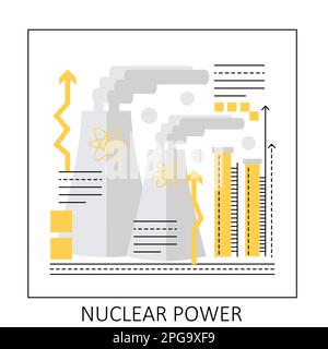 Kernkraftwerk. Kernenergieerzeugung, Vektordarstellung für Kernkraftwerke Stock Vektor