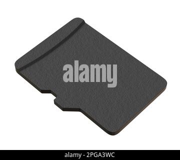 Leere Speicherkarte, microSD-Flash-Speicher isoliert auf weißem Hintergrund. 3D Abbildung Stockfoto