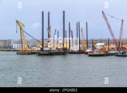 Galveston Texas Marine Industrial Complex. Stockfoto