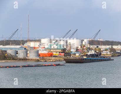 Galveston Texas Marine Industrial Complex. Stockfoto