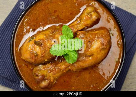 Masala Chicken Curry, Draufsicht Stockfoto