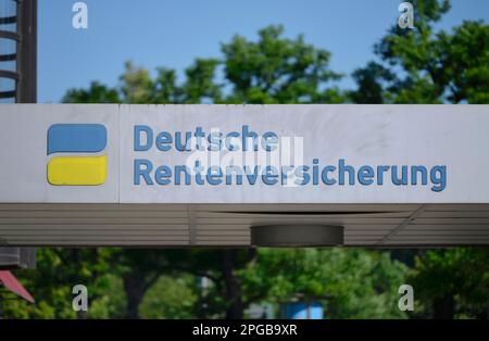 Logo, Deutsche Rentenversicherung, Fehrbelliner Platz, Wilmersdorf, Berlin, Deutschland Stockfoto