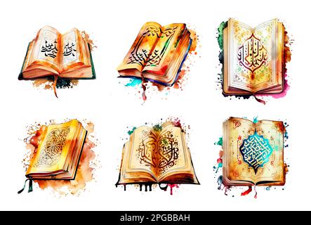 Vektor-Aquarell-Darstellung des muslimischen koran-Buches ramadan Concept Stock Vektor