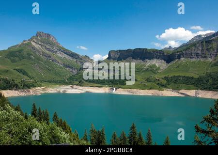 Roselend-See, Alpen, Europa, Lac, Reservoir, Cormet de Roselend, Beaufortain Massif, Savoie, Savoie, Frankreich Stockfoto