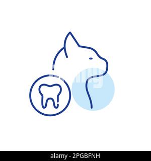 Katzenzahnarztpraxis. Tierzahnpflege. Pixelgenaue, bearbeitbare Kontur Stock Vektor