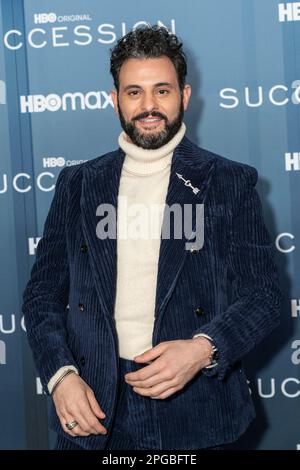 20. März 2023, New York, New York, USA: Arian Moayed nimmt an der Premiere der HBO-Serie „Succession“ 4 im Jazz im Lincoln Center Teil. Dies ist die letzte Saison der äußerst erfolgreichen Serie. (Kreditbild: © Lev Radin/Pacific Press via ZUMA Press Wire) NUR ZUR REDAKTIONELLEN VERWENDUNG! Nicht für den kommerziellen GEBRAUCH! Stockfoto