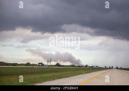 Leute evakuieren in der Alligator Alley Florida Stockfoto