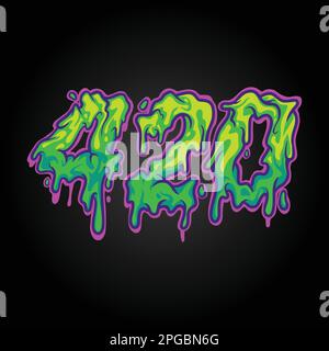 Unkraut 420 Wörter geschmolzene Handschrift Text Illustrationen Vektor für Ihr Arbeitslogo, Merchandise-T-Shirt, Sticker- und Etikettendesign, Poster, Grußkarte Stock Vektor