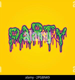 Unheimlich schmelzende Wörter Text Illustrationen Vektor für Ihr Arbeitslogo, Merchandise-T-Shirt, Aufkleber und Etikettendesigns, Poster, Grußkarte Stock Vektor