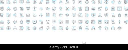 Vektorliniensymbole für autonome Systeme gesetzt. Autonom, Systeme, Robotik, KI, unbemannt, Lernen, Intelligente Illustration umreißen Konzeptsymbole und Stock Vektor