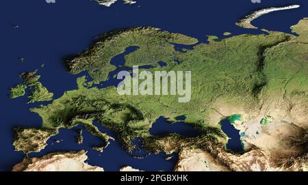 3D Darstellung einer sehr detaillierten Karte von Europa. Elemente dieses Bildes, bereitgestellt von der NASA. Stockfoto